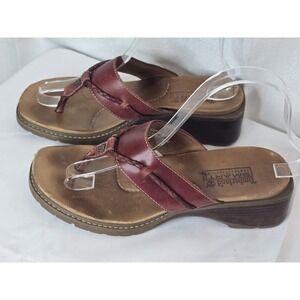 Timberland Red Leather Sandals Smart Comfort Slip On Thong Sandals Women Size 7M